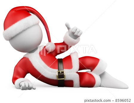 3D Christmas white people. Santa Claus lying with thumb up 3D Christmas white people. Santa Claus lying with thumb up 8596052