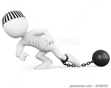Prisoner dragging a heavy metal ball 8596097
