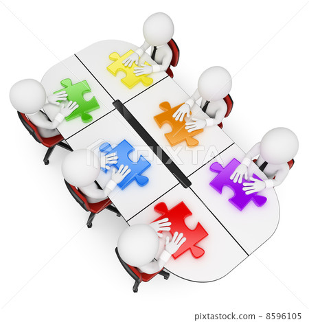 3D white people. Teamwork looking for the best solution 8596105