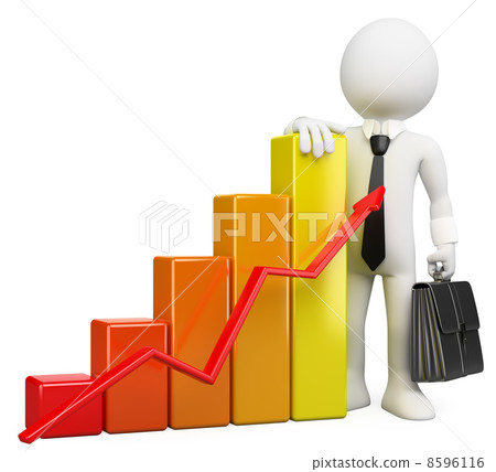 3D businessman white people. Bar graph 8596116