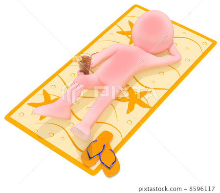 3D white people. Sunburned in the beach 8596117