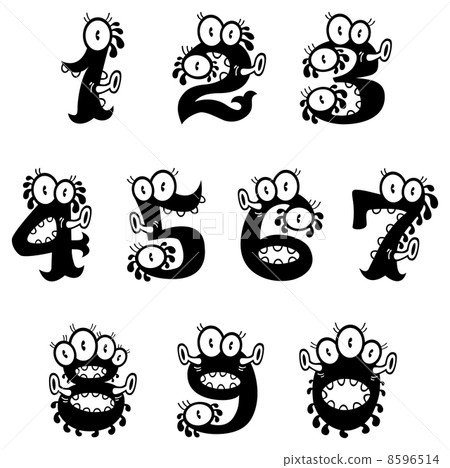 Cartoon monster numerals 8596514