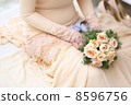 Beautiful wedding bouquet in hands of the bride 8596756