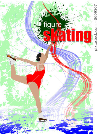 Figure skating colored silhouettes. Vector illustration 8609507