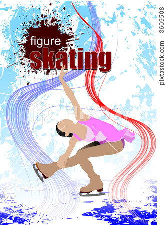 Figure skating colored silhouettes. Vector illustration 8609508