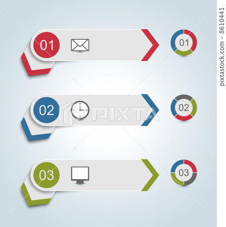 Set paper labels with infographic icons 8610441