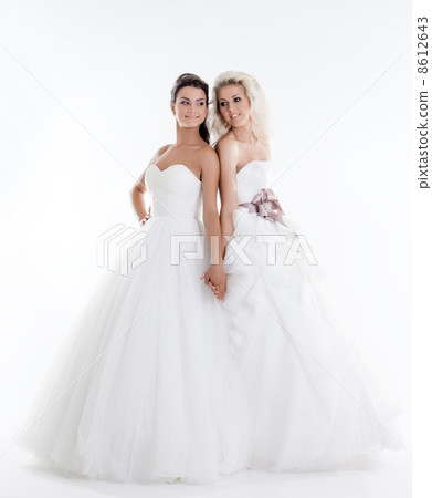 Image of beautiful shapely brides holding hands 8612643