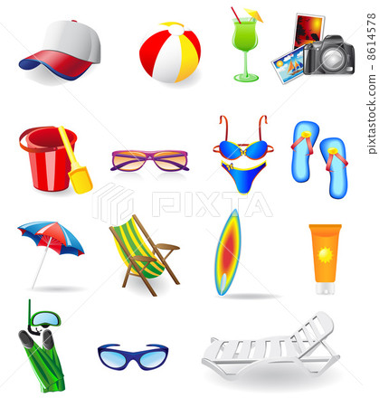 icons set for rest on a sun sea and beach 8614578
