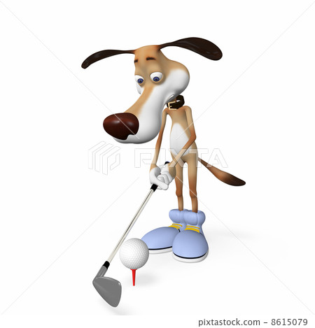 Dog playing golf. Dog playing golf. 8615079