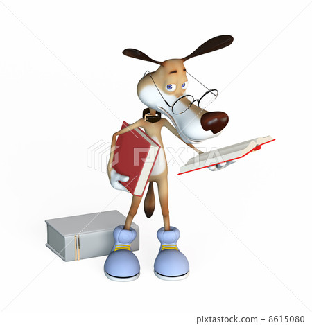 The dog reads the book. 8615080