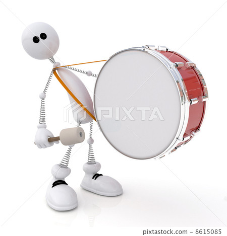 The white little man costs with a drum in hands. 8615085