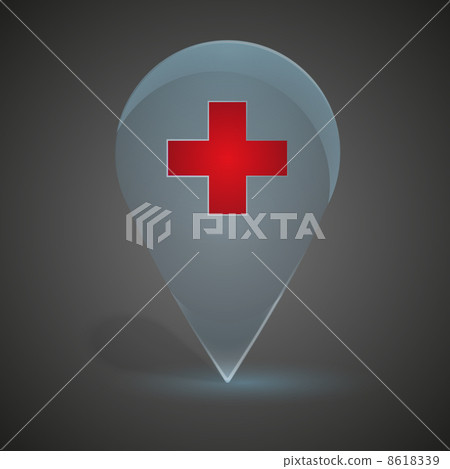 Glass icon on the map markers. - Stock Illustration [8618339] - PIXTA
