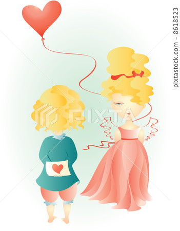Fairy girl and boy with hearts 8618523