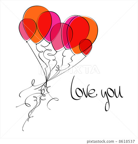 Flying balloons heart 8618537