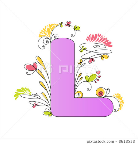 Colorful floral alphabet. Letter L 8618538