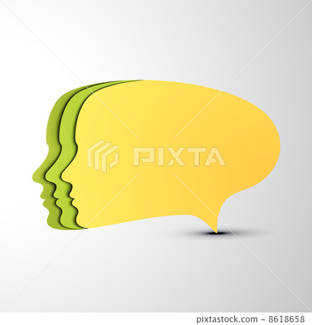Yellow speech bubble. Concept faces. 8618658