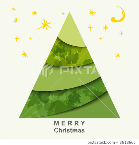 Christmas card with Christmas tree and stars 8618665
