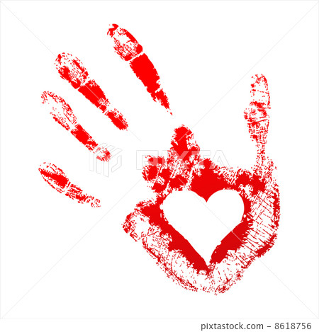Red handprint with a heart inside 8618756