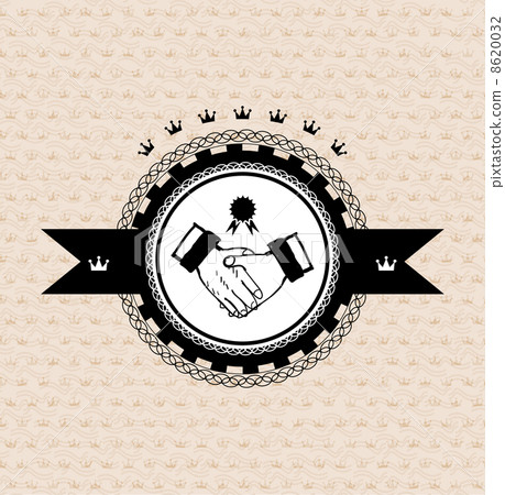 Vector retro label: stylized handshake 8620032