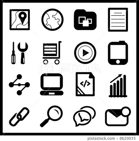 Black web icon set Black web icon set 8620035