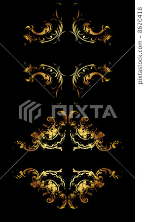 Ornate Gold Curves On Black 8620418