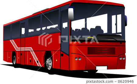 Red city bus. Tourist coach. Vector illustration 8620946