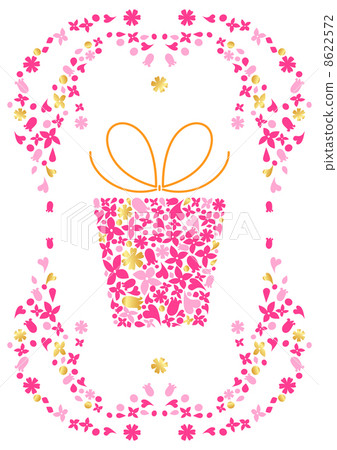 禮品盒和框架由大量的小花組成 8622572