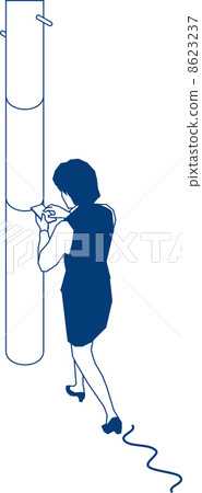 Female employee watching smartphone while walking 8623237