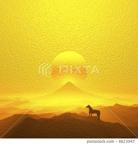 Mount Fuji and a horse 8623947