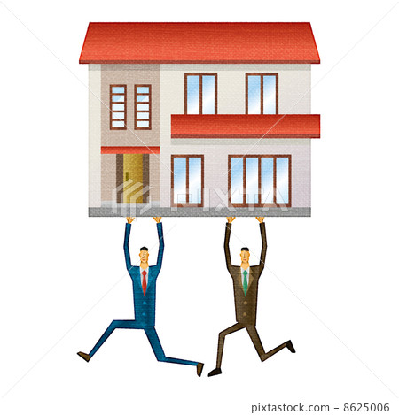 A businessman carrying a house A businessman carrying a house 8625006