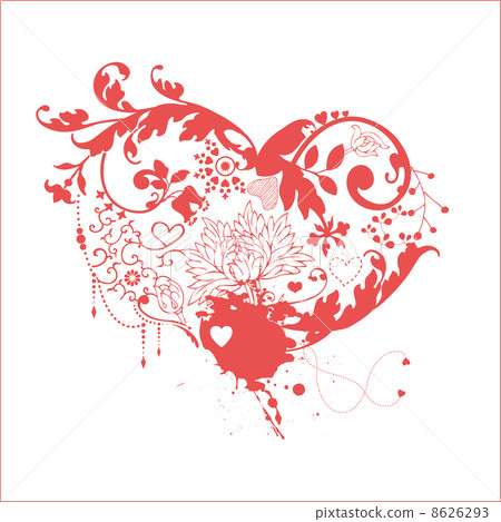 Floral heart - Stock Illustration [8626293] - PIXTA