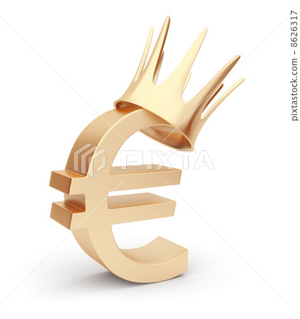 Golden euro currency 3D. symbol. Isolated on white 8626317