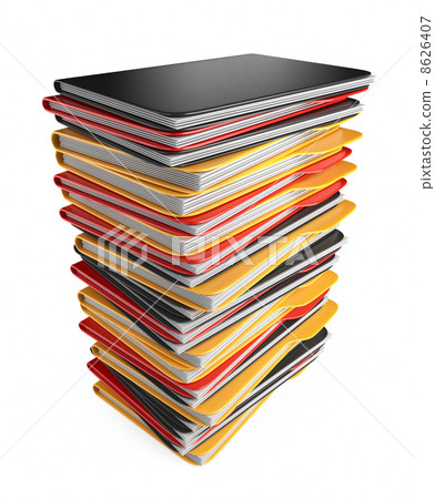Pile of folders and files. 3D Icon isolated on white Pile of folders and files. 3D Icon isolated on white 8626407