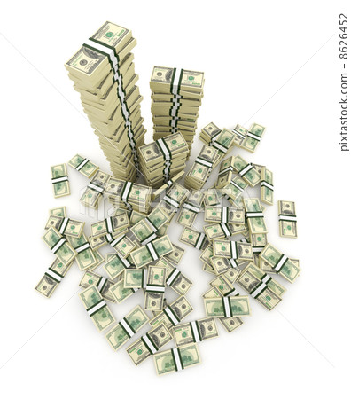 Big pile of the money. Green  dollars USA 3D concept. Isolated o 8626452