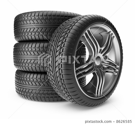 Automobile tire. Wheel 3D, Icon isolated on white background 8626585
