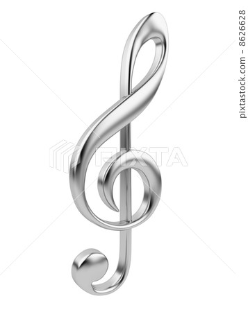 Metallic music note 3D. Icon isolated on white background Metallic music note 3D. Icon isolated on white background 8626628