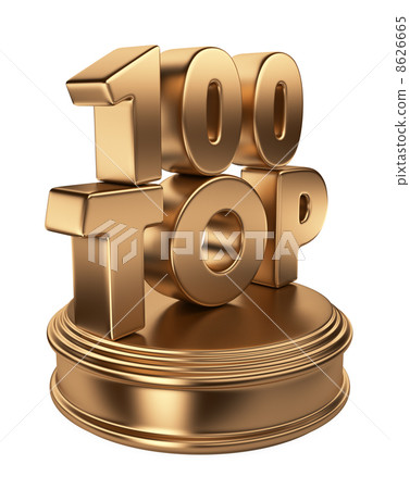Top 100 on podium. 3D icon isolated on white background 8626665
