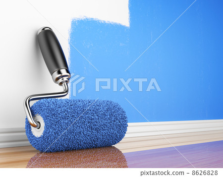 Painting of an empty wall. Renovation home. 3D illustration 8626828