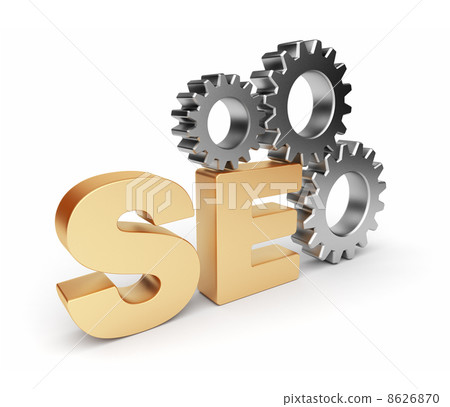 SEO optimization. 3D illustration. Isolated 8626870