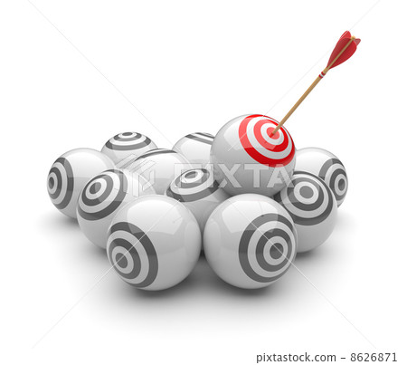 Arrow in targets 3D. Success hitting. Business concept. Isolated 8626871