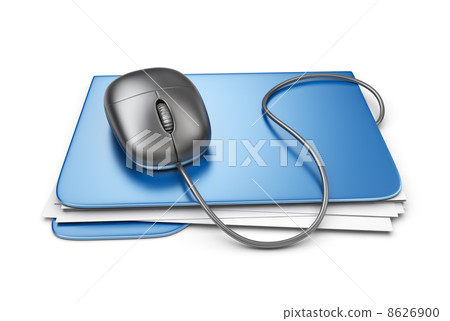 Folder with computer mouse. File storage concept. 3D Isolated Folder with computer mouse. File storage concept. 3D Isolated 8626900