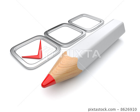 Check mark and pen 3D. Test. Isolated on white background Check mark and pen 3D. Test. Isolated on white background 8626910