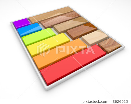 Color palette and decorative material. 3d illustration Color palette and decorative material. 3d illustration 8626913