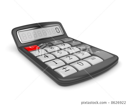 Black calculator 3D. Mathematics object. Isolated on white backg 8626922