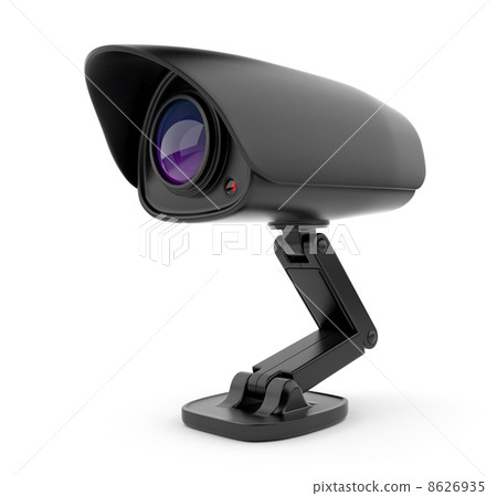 Security black camera surveillance 3D. Safety concept. Isolated Security black camera surveillance 3D. Safety concept. Isolated 8626935