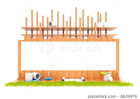 Construction of the house. Isolated. 3D illustration Construction of the house. Isolated. 3D illustration 8626979