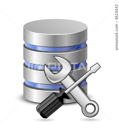 Screwdriver, spanner and database icon 8628842