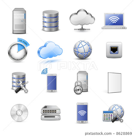 Big collection of IT devices and computing icons 8628869