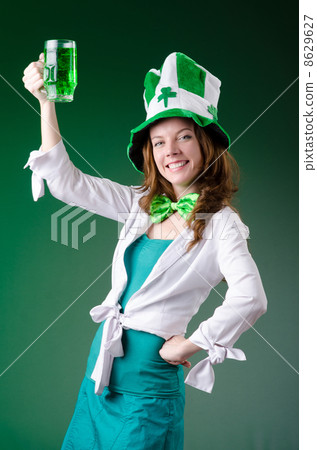 Young girl in saint patrick celebration concept 8629627