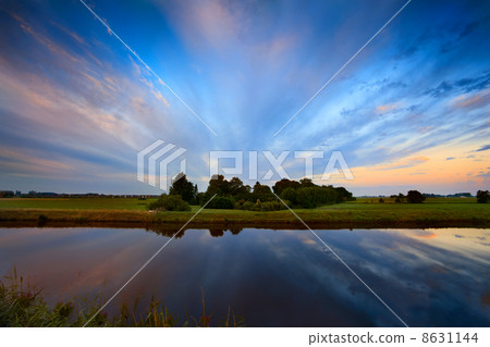 symmetrical reflection of sky in water 8631144